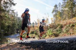 12.10.2024, Ramsau am Dachstein, Austria (AUT): Anian Sossau (GER), Paul Graef (GER), (l-r) - Cross-Country summer training, Ramsau am Dachstein (AUT). www.nordicfocus.com. © Manzoni/NordicFocus. Every downloaded picture is fee-liable.