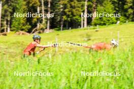 04.06.2024, Lenzerheide, Switzerland (SUI): Fabrizio Albasini (SUI), Antonin Savary (SUI), (l-r) - Cross-Country training, Lenzerheide (SUI). www.nordicfocus.com. © Manzoni/NordicFocus. Every downloaded picture is fee-liable.