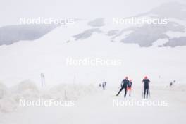 22.06.2024, Les Diablerets, Switzerland (SUI): Janik Riebli (SUI), Erik Braten Guidon (NOR), coach Team Switzerland, (l-r) - Cross-Country summer training on the Glacier 3000, Les Diablerets (SUI). www.nordicfocus.com. © Manzoni/NordicFocus. Every downloaded picture is fee-liable.