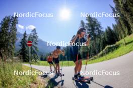 06.08.2024, Lenzerheide, Switzerland (SUI): Beda Klee (SUI), Nicola Wigger (SUI), Valerio Grond (SUI), (l-r) - Cross-Country summer training, Lenzerheide (SUI). www.nordicfocus.com. © Manzoni/NordicFocus. Every downloaded picture is fee-liable.