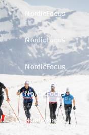 19.06.2024, Tignes, France (FRA): Renaud Jay (FRA), Richard Jouve (FRA), Remi Bourdin (FRA), (l-r) - Cross-Country summer training, Tignes (FRA). www.nordicfocus.com. © Authamayou/NordicFocus. Every downloaded picture is fee-liable.