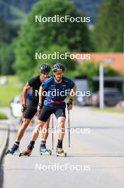 20.06.2024, Les Diablerets, Switzerland (SUI): Roman Schaad (SUI), Jonas Baumann (SUI), (l-r) - Cross-Country summer training, Les Diablerets (SUI). www.nordicfocus.com. © Manzoni/NordicFocus. Every downloaded picture is fee-liable.