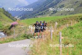 07.08.2024, Lenzerheide, Switzerland (SUI): Valerio Grond (SUI), Beda Klee (SUI), Nicola Wigger (SUI), (l-r) - Cross-Country summer training, Lenzerheide (SUI). www.nordicfocus.com. © Manzoni/NordicFocus. Every downloaded picture is fee-liable.