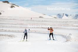 18.06.2024, Tignes, France (FRA): Léna Quintin (FRA), Gilonne Guigonnat (FRA), (l-r) - Cross-Country summer training, Tignes (FRA). www.nordicfocus.com. © Authamayou/NordicFocus. Every downloaded picture is fee-liable.