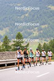 14.08.2024, Ulrichen, Switzerland (SUI): Laura Gimmler (GER), Sofie Krehl (GER), Pia Fink (GER), Lisa Lohmann (GER), Katherine Sauerbrey (GER), Helen Hoffmann (GER), (l-r) - Cross-Country summer training, Ulrichen (SUI). www.nordicfocus.com. © Manzoni/NordicFocus. Every downloaded picture is fee-liable.