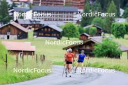 21.06.2024, Les Diablerets, Switzerland (SUI): Desiree Steiner (SUI), Nadia Kaelin (SUI), Marina Kaelin (SUI), (l-r) - Cross-Country summer training, Les Diablerets (SUI). www.nordicfocus.com. © Manzoni/NordicFocus. Every downloaded picture is fee-liable.