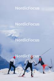 22.06.2024, Les Diablerets, Switzerland (SUI): Roman Schaad (SUI), Ilan Pittier (SUI), Nicola Wigger (SUI), (l-r) - Cross-Country summer training on the Glacier 3000, Les Diablerets (SUI). www.nordicfocus.com. © Manzoni/NordicFocus. Every downloaded picture is fee-liable.