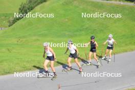 07.08.2024, Lenzerheide, Switzerland (SUI): Desiree Steiner (SUI), Nina Riederer (LIE), Ramona Schoepfer (SUI), Nadia Steiger (SUI), (l-r) - Cross-Country summer training, Lenzerheide (SUI). www.nordicfocus.com. © Manzoni/NordicFocus. Every downloaded picture is fee-liable.