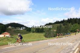 24.07.2024, Premanon, France (FRA): Hugo Lapalus (FRA), Thomas Joly (FRA), Theo Schely (FRA), Sabin Coupat (FRA), Lucas Chanavat (FRA), Jules Lapierre (FRA), Jules Chappaz (FRA), (l-r) - Cross-Country summer training, Premanon (FRA). www.nordicfocus.com. © Manzoni/NordicFocus. Every downloaded picture is fee-liable.