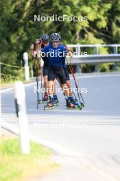 07.08.2024, Lenzerheide, Switzerland (SUI): Valerio Grond (SUI), Nicola Wigger (SUI), Beda Klee (SUI), (l-r) - Cross-Country summer training, Lenzerheide (SUI). www.nordicfocus.com. © Manzoni/NordicFocus. Every downloaded picture is fee-liable.