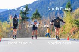 12.10.2024, Ramsau am Dachstein, Austria (AUT): Luca Petzold (GER), Paul Graef (GER), Alexander Brandner (GER), (l-r) - Cross-Country summer training, Ramsau am Dachstein (AUT). www.nordicfocus.com. © Manzoni/NordicFocus. Every downloaded picture is fee-liable.