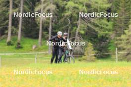 28.05.2024, Lenzerheide, Switzerland (SUI): Janik Riebli (SUI), Erik Braten Guidon (NOR), coach Team Switzerland, (l-r) - Cross-Country training, Lenzerheide (SUI). www.nordicfocus.com. © Manzoni/NordicFocus. Every downloaded picture is fee-liable.