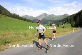 07.08.2024, Lenzerheide, Switzerland (SUI): Cla-Ursin Nufer (SUI), Ramona Schoepfer (SUI), (l-r) - Cross-Country summer training, Lenzerheide (SUI). www.nordicfocus.com. © Manzoni/NordicFocus. Every downloaded picture is fee-liable.