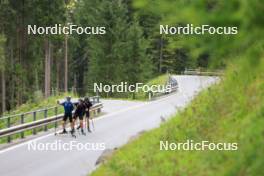 07.08.2024, Lenzerheide, Switzerland (SUI): Beda Klee (SUI), Nicola Wigger (SUI), Valerio Grond (SUI), (l-r) - Cross-Country summer training, Lenzerheide (SUI). www.nordicfocus.com. © Manzoni/NordicFocus. Every downloaded picture is fee-liable.