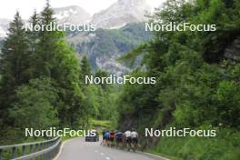 20.06.2024, Les Diablerets, Switzerland (SUI): Beda Klee (SUI), Valerio Grond (SUI), Fabrizio Albasini (SUI), Ilan Pittier (SUI), Antonin Savary (SUI), Janik Riebli (SUI), Jason Rueesch (SUI), Nicola Wigger (SUI), Roman Schaad (SUI), Jonas Baumann (SUI), (l-r) - Cross-Country summer training, Les Diablerets (SUI). www.nordicfocus.com. © Manzoni/NordicFocus. Every downloaded picture is fee-liable.