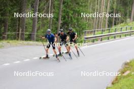 07.08.2024, Lenzerheide, Switzerland (SUI): Beda Klee (SUI), Nicola Wigger (SUI), Valerio Grond (SUI), (l-r) - Cross-Country summer training, Lenzerheide (SUI). www.nordicfocus.com. © Manzoni/NordicFocus. Every downloaded picture is fee-liable.