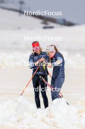 22.06.2024, Les Diablerets, Switzerland (SUI): Desiree Steiner (SUI), Karoline Braten Guidon (SUI), coach Team Switzerland, (l-r) - Cross-Country summer training on the Glacier 3000, Les Diablerets (SUI). www.nordicfocus.com. © Manzoni/NordicFocus. Every downloaded picture is fee-liable.