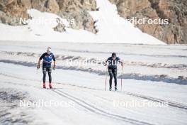 19.06.2024, Tignes, France (FRA): Renaud Jay (FRA), Théo Schely (FRA), (l-r) - Cross-Country summer training, Tignes (FRA). www.nordicfocus.com. © Authamayou/NordicFocus. Every downloaded picture is fee-liable.