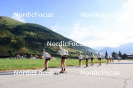 14.08.2024, Ulrichen, Switzerland (SUI): Katharina Hennig (GER), Victoria Carl (GER), Helen Hoffmann (GER), Sofie Krehl (GER), Laura Gimmler (GER), Pia Fink (GER), Lisa Lohmann (GER), (l-r) - Cross-Country summer training, Ulrichen (SUI). www.nordicfocus.com. © Manzoni/NordicFocus. Every downloaded picture is fee-liable.