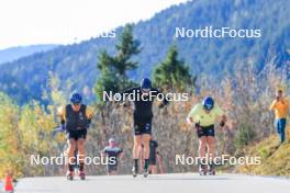 12.10.2024, Ramsau am Dachstein, Austria (AUT): Anian Sossau (GER), Albert Kuchler (GER), Lucas Boegl (GER), (l-r) - Cross-Country summer training, Ramsau am Dachstein (AUT). www.nordicfocus.com. © Manzoni/NordicFocus. Every downloaded picture is fee-liable.