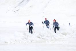 22.06.2024, Les Diablerets, Switzerland (SUI): Valerio Grond (SUI), Beda Klee (SUI), Nadia Kaelin (SUI), (l-r) - Cross-Country summer training on the Glacier 3000, Les Diablerets (SUI). www.nordicfocus.com. © Manzoni/NordicFocus. Every downloaded picture is fee-liable.