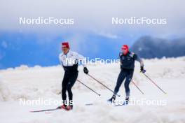 22.06.2024, Les Diablerets, Switzerland (SUI): Ilan Pittier (SUI), Valerio Grond (SUI), (l-r) - Cross-Country summer training on the Glacier 3000, Les Diablerets (SUI). www.nordicfocus.com. © Manzoni/NordicFocus. Every downloaded picture is fee-liable.