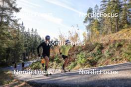 12.10.2024, Ramsau am Dachstein, Austria (AUT): Albert Kuchler (GER), Lucas Boegl (GER), (l-r) - Cross-Country summer training, Ramsau am Dachstein (AUT). www.nordicfocus.com. © Manzoni/NordicFocus. Every downloaded picture is fee-liable.