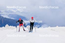 22.06.2024, Les Diablerets, Switzerland (SUI): Nicola Wigger (SUI), Roman Schaad (SUI), (l-r) - Cross-Country summer training on the Glacier 3000, Les Diablerets (SUI). www.nordicfocus.com. © Manzoni/NordicFocus. Every downloaded picture is fee-liable.