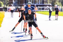 04.06.2024, Lenzerheide, Switzerland (SUI): Noe Naeff (SUI), Pierrick Cottier (SUI), Niklas Steiger (SUI), (l-r) - Cross-Country training, Lenzerheide (SUI). www.nordicfocus.com. © Manzoni/NordicFocus. Every downloaded picture is fee-liable.