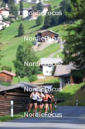 07.08.2024, Lenzerheide, Switzerland (SUI): Desiree Steiner (SUI), Nina Riederer (LIE), Alina Meier (SUI), Ramona Schoepfer (SUI), (l-r) - Cross-Country summer training, Lenzerheide (SUI). www.nordicfocus.com. © Manzoni/NordicFocus. Every downloaded picture is fee-liable.