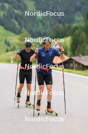 20.06.2024, Les Diablerets, Switzerland (SUI): Jason Rueesch (SUI), Jonas Baumann (SUI), (l-r) - Cross-Country summer training, Les Diablerets (SUI). www.nordicfocus.com. © Manzoni/NordicFocus. Every downloaded picture is fee-liable.