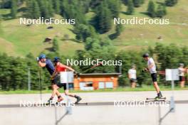 15.08.2024, Ulrichen, Switzerland (SUI): Anian Sossau (GER), Friedrich Moch (GER), Albert Kuchler (GER), (l-r) - Cross-Country summer training, Ulrichen (SUI). www.nordicfocus.com. © Manzoni/NordicFocus. Every downloaded picture is fee-liable.