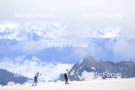 22.06.2024, Les Diablerets, Switzerland (SUI): Valerio Grond (SUI), Ilan Pittier (SUI), (l-r) - Cross-Country summer training on the Glacier 3000, Les Diablerets (SUI). www.nordicfocus.com. © Manzoni/NordicFocus. Every downloaded picture is fee-liable.