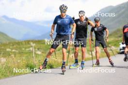 07.08.2024, Lenzerheide, Switzerland (SUI): Beda Klee (SUI), Valerio Grond (SUI), Nicola Wigger (SUI), (l-r) - Cross-Country summer training, Lenzerheide (SUI). www.nordicfocus.com. © Manzoni/NordicFocus. Every downloaded picture is fee-liable.