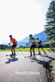 14.08.2024, Ulrichen, Switzerland (SUI): Florian Notz (GER), Lucas Boegl (GER), Friedrich Moch (GER), (l-r) - Cross-Country summer training, Ulrichen (SUI). www.nordicfocus.com. © Manzoni/NordicFocus. Every downloaded picture is fee-liable.