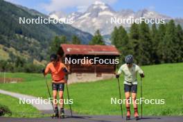 14.08.2024, Ulrichen, Switzerland (SUI): Florian Notz (GER), Janosch Brugger (GER), (l-r) - Cross-Country summer training, Ulrichen (SUI). www.nordicfocus.com. © Manzoni/NordicFocus. Every downloaded picture is fee-liable.