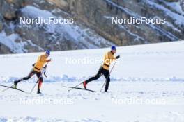 14.10.2024, Ramsau am Dachstein, Austria (AUT): Albert Kuchler (GER), Anian Sossau (GER), (l-r) - Cross-Country summer training, Dachsteinglacier, Ramsau am Dachstein (AUT). www.nordicfocus.com. © Manzoni/NordicFocus. Every downloaded picture is fee-liable.