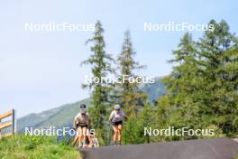 15.08.2024, Ulrichen, Switzerland (SUI): Lena Keck (GER), Pia Fink (GER), (l-r) - Cross-Country summer training, Ulrichen (SUI). www.nordicfocus.com. © Manzoni/NordicFocus. Every downloaded picture is fee-liable.