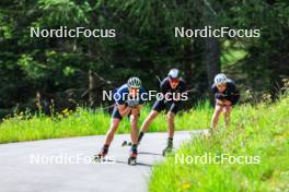 04.06.2024, Lenzerheide, Switzerland (SUI): Niklas Steiger (SUI), Noe Naeff (SUI), Jon-Fadri Nufer (SUI), (l-r) - Cross-Country training, Lenzerheide (SUI). www.nordicfocus.com. © Manzoni/NordicFocus. Every downloaded picture is fee-liable.