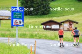 21.06.2024, Les Diablerets, Switzerland (SUI): Desiree Steiner (SUI), Nadia Kaelin (SUI), Marina Kaelin (SUI), (l-r) - Cross-Country summer training, Les Diablerets (SUI). www.nordicfocus.com. © Manzoni/NordicFocus. Every downloaded picture is fee-liable.