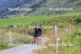 07.08.2024, Lenzerheide, Switzerland (SUI): Nicola Wigger (SUI), Beda Klee (SUI), Valerio Grond (SUI), (l-r) - Cross-Country summer training, Lenzerheide (SUI). www.nordicfocus.com. © Manzoni/NordicFocus. Every downloaded picture is fee-liable.