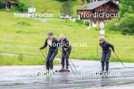 21.06.2024, Les Diablerets, Switzerland (SUI): Desiree Steiner (SUI), Marina Kaelin (SUI), Nadia Kaelin (SUI), (l-r) - Cross-Country summer training, Les Diablerets (SUI). www.nordicfocus.com. © Manzoni/NordicFocus. Every downloaded picture is fee-liable.