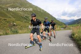 07.08.2024, Lenzerheide, Switzerland (SUI): Valerio Grond (SUI), Beda Klee (SUI), Nicola Wigger (SUI), (l-r) - Cross-Country summer training, Lenzerheide (SUI). www.nordicfocus.com. © Manzoni/NordicFocus. Every downloaded picture is fee-liable.