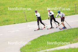 28.05.2024, Lenzerheide, Switzerland (SUI): Beda Klee (SUI), Janik Riebli (SUI), Toni Livers (SUI), (l-r) - Cross-Country training, Lenzerheide (SUI). www.nordicfocus.com. © Manzoni/NordicFocus. Every downloaded picture is fee-liable.