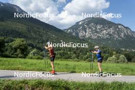 10.07.2024, Lavaze, Italy (ITA): Cyril Faehndrich (SUI), Nadine Faehndrich (SUI), (l-r)  - Cross-Country summer training, Lavaze (ITA). www.nordicfocus.com. © Vanzetta/NordicFocus. Every downloaded picture is fee-liable.