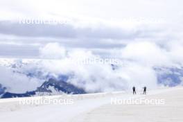 22.06.2024, Les Diablerets, Switzerland (SUI): Desiree Steiner (SUI), Karoline Braten Guidon (SUI), coach Team Switzerland, (l-r) - Cross-Country summer training on the Glacier 3000, Les Diablerets (SUI). www.nordicfocus.com. © Manzoni/NordicFocus. Every downloaded picture is fee-liable.