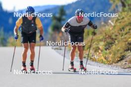 12.10.2024, Ramsau am Dachstein, Austria (AUT): Anian Sossau (GER), Paul Graef (GER), (l-r) - Cross-Country summer training, Ramsau am Dachstein (AUT). www.nordicfocus.com. © Manzoni/NordicFocus. Every downloaded picture is fee-liable.