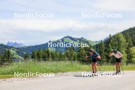 21.06.2024, Les Diablerets, Switzerland (SUI): Jonas Baumann (SUI), Nicola Wigger (SUI), (l-r) - Cross-Country summer training, Les Diablerets (SUI). www.nordicfocus.com. © Manzoni/NordicFocus. Every downloaded picture is fee-liable.