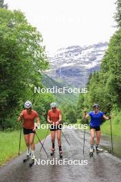 21.06.2024, Les Diablerets, Switzerland (SUI): Nadia Kaelin (SUI), Desiree Steiner (SUI), Marina Kaelin (SUI), (l-r) - Cross-Country summer training, Les Diablerets (SUI). www.nordicfocus.com. © Manzoni/NordicFocus. Every downloaded picture is fee-liable.