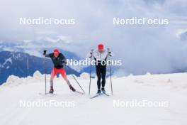 22.06.2024, Les Diablerets, Switzerland (SUI): Nicola Wigger (SUI), Roman Schaad (SUI), (l-r) - Cross-Country summer training on the Glacier 3000, Les Diablerets (SUI). www.nordicfocus.com. © Manzoni/NordicFocus. Every downloaded picture is fee-liable.